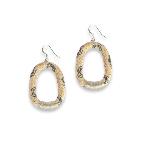 Nontuthuzelo Dangle Hoop Earrings Cream Silver