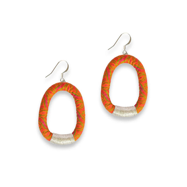 Nontuthuzelo Dangle Hoop Earrings Orange Silver