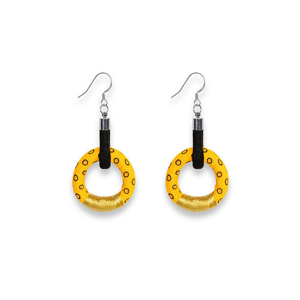 Phila Looped Hoop Earrings Yellow-Gold-Black