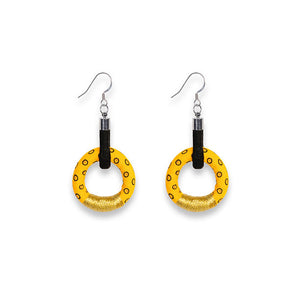 Phila Looped Hoop Earrings Yellow-Gold-Black