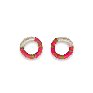 Xoliswa Stud Hoop Earrings Pink Silver