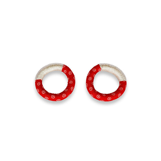 Xoliswa Stud Hoop Earrings Red-Silver