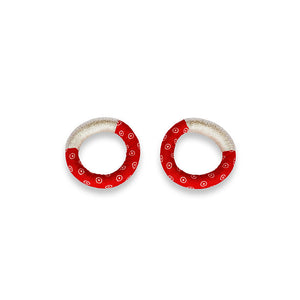 Xoliswa Stud Hoop Earrings Red-Silver