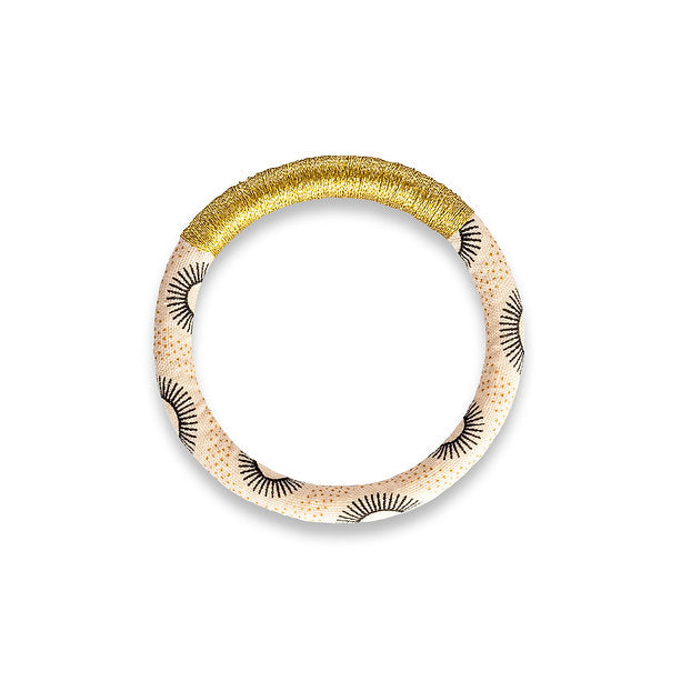 Luyolo Thread-Wrapped Thin Bracelet Cream Gold Large