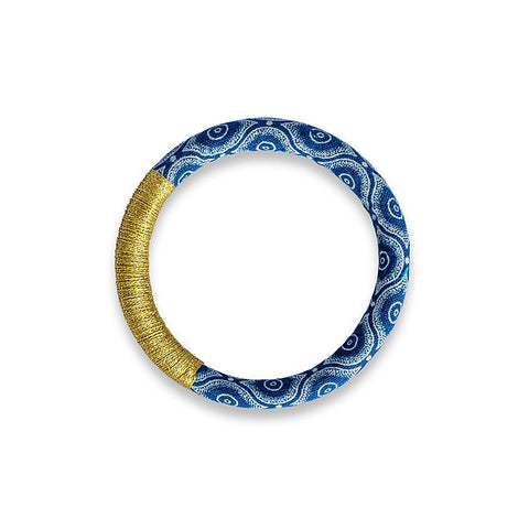 Luyolo Thread-Wrapped Thin Bracelet Indigo Gold Large