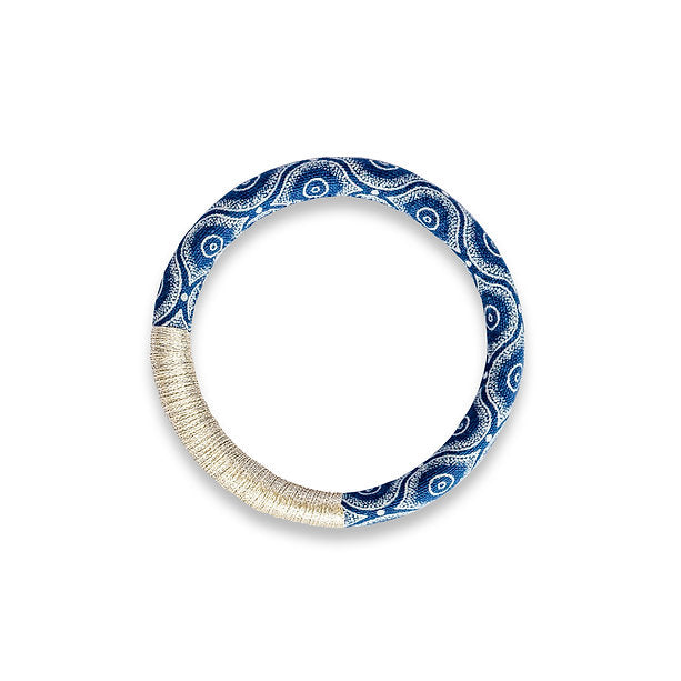 Luyolo Thread-Wrapped Thin Bracelet Indigo Silver Large