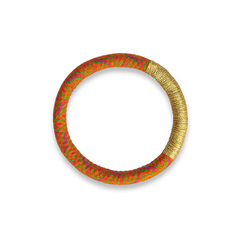 Luyolo Thread-Wrapped Thin Bracelet Orange Gold Large