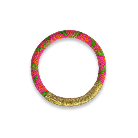 Luyolo Thread-Wrapped Thin Bracelet Pink Gold Medium