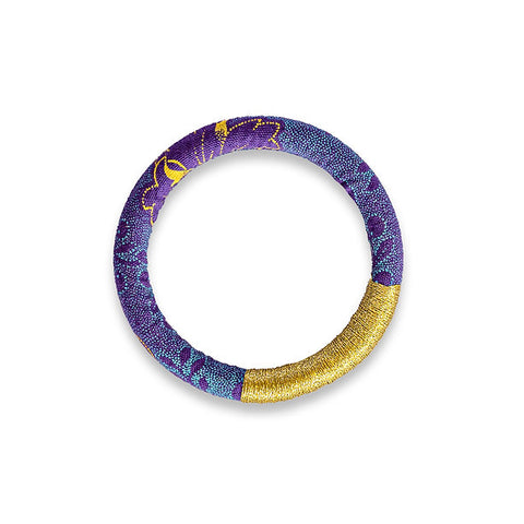 Luyolo Thread-Wrapped Thin Bracelet Purple Gold Small