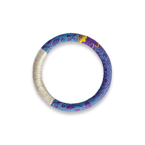 Luyolo Thread-Wrapped Thin Bracelet Purple Silver Medium