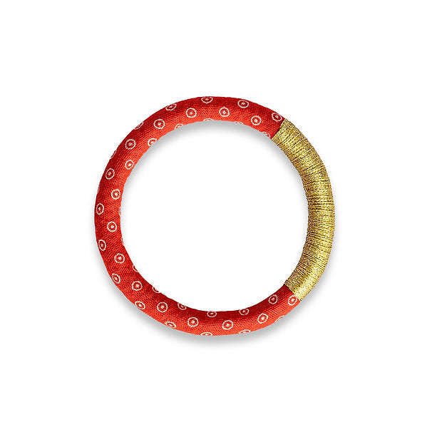 Luyolo Thread-Wrapped Thin Bracelet Red Gold Small