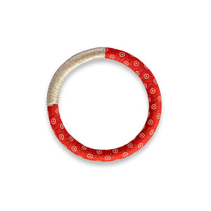 Luyolo Thread-Wrapped Thin Bracelet Red Silver Small