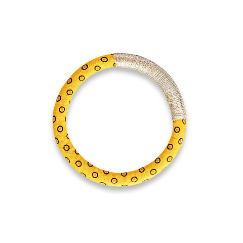 Luyolo Thread-Wrapped Thin Bracelet Yellow Silver Small